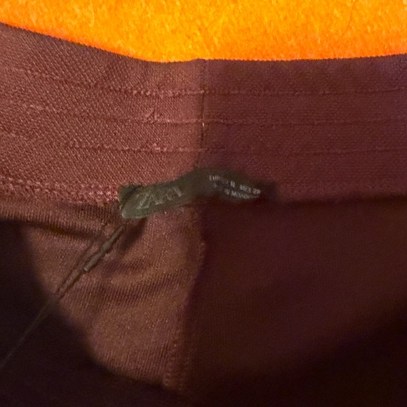 Zara burgundy zippered wide leg track pants NWT - Picture 6 of 12